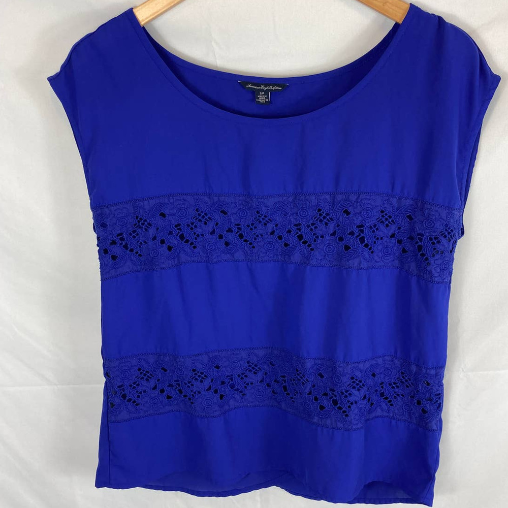 American Eagle Blue Cap Sleeve Cross Back Top Size Small